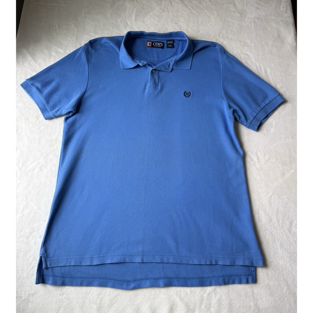 Chaps 100% Cotton Men's Large Blue Polo Button Collared Shirt